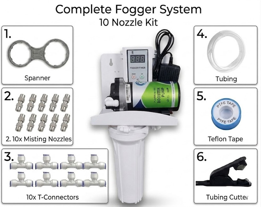 Aquagrand Mist Cooling Fogger Kit / 10 Nozzles for Garden, Terrace, Greenhouse & Poultry 100 L Hose-end Sprayer(Pack of 25)
