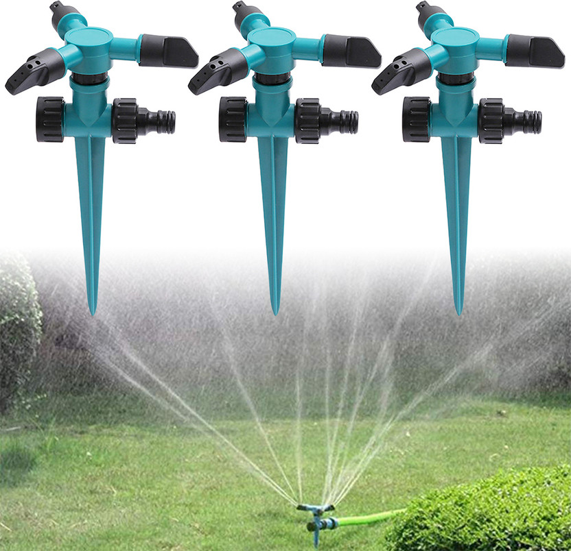 Zibuyu 3pcs 360 Degree Rotating Garden Sprinkler Set Adjustable Lawn Watering System 1 L Hose-end Sprayer(Pack of 3)