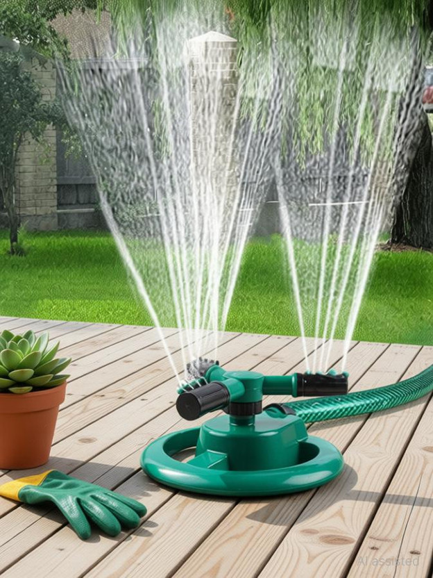 dreamexpo Automatic 360 Rotating Adjustable Lawn Sprinkler, Large Area Coverage 0 L Hose-end Sprayer(Pack of 1)
