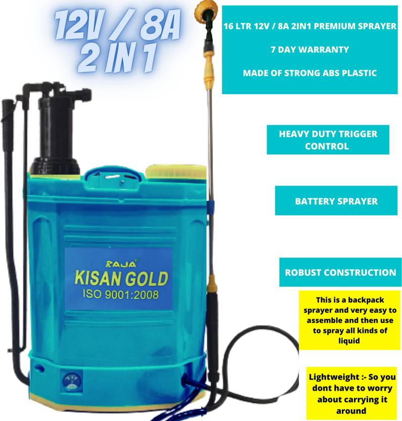 Kisan Gold 2in1 Battery Spray machine 12V Pump Sanitizer Agriculture Garden Spray Kisan 230 18 L