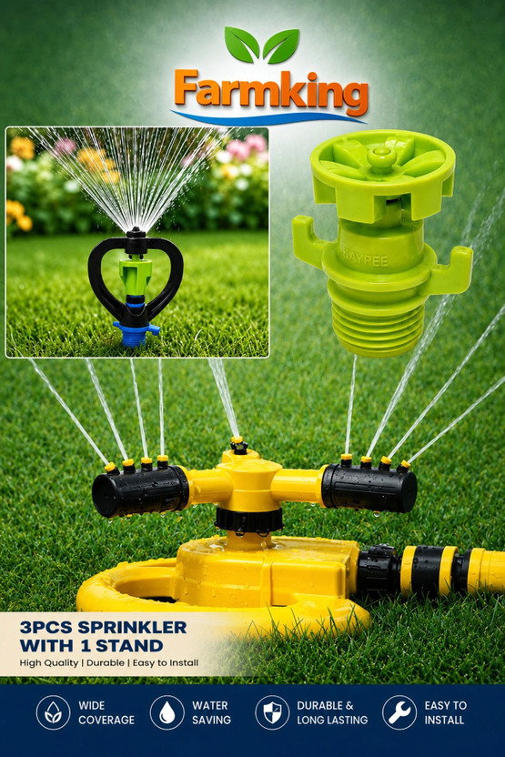 FARMKING FARMKING yellow virgin Automatic 360 Rotating Adjustable Garden Sprinkler 100 L Hose-end Sprayer(Pack of 1) - Flipkart Deal