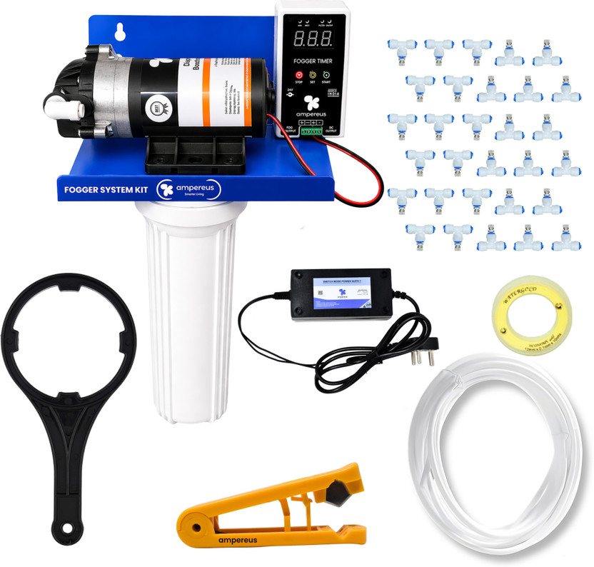 AMPEREUS Fogger Kit for Dairy, Poultry & Animal Farm with 30 Nozzles (Nozzle Dist. 1.4m) 2.5 L Hand Held Sprayer(Pack of 42)