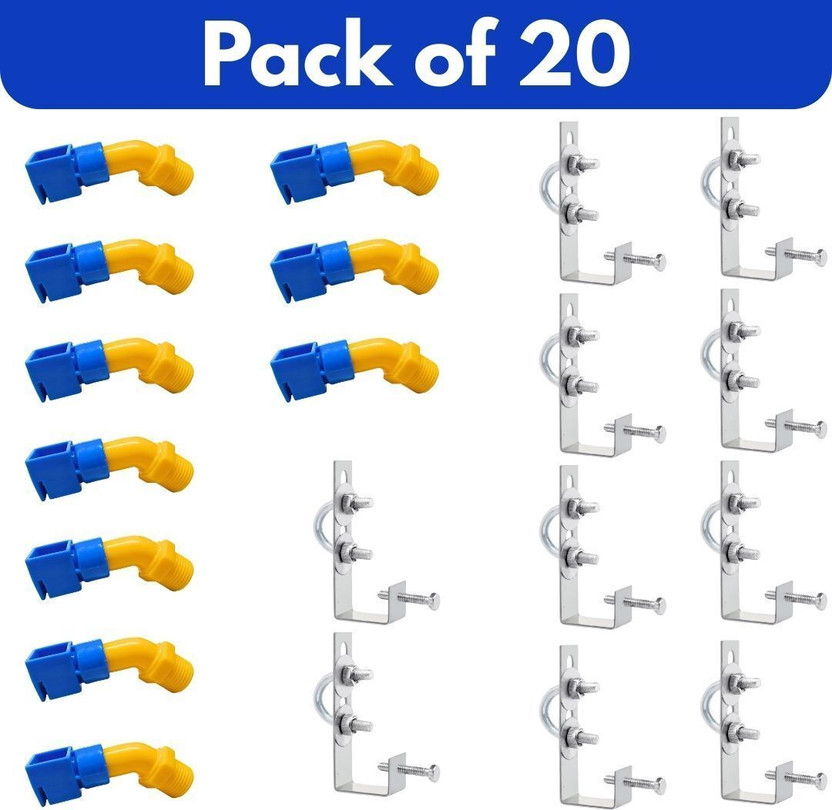 CulturalCart Solar Panel Cleaning Sprinkler and Adjustable Hanger Clamps L Type 1/2 Size 2 L Hose-end Sprayer(Pack of 20)