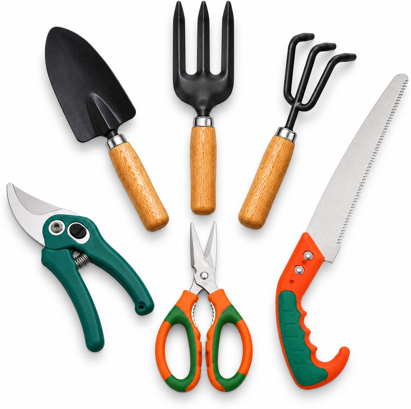 AARLINA 3 PC GARDENING TOOLS WOODEN HANDLE BIG SIZE Garden Tool Kit(6 Tools)