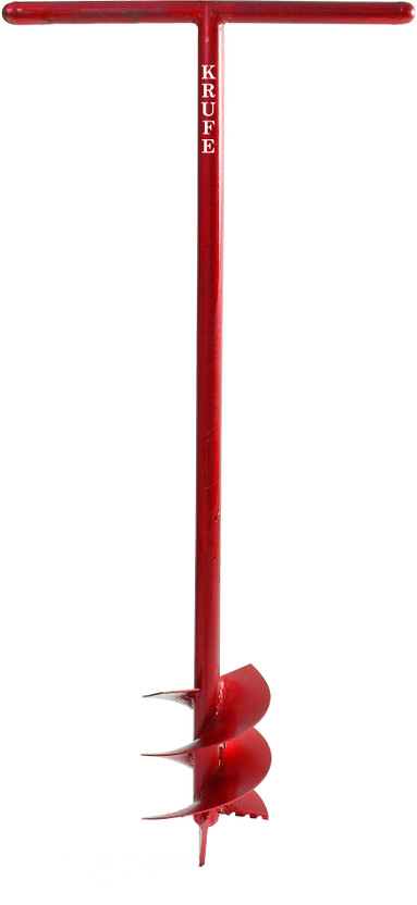 krufe Heavy Duty Post Hole Hand Auger (Dual Blade, Red) Garden Tool Kit(1 Tools)