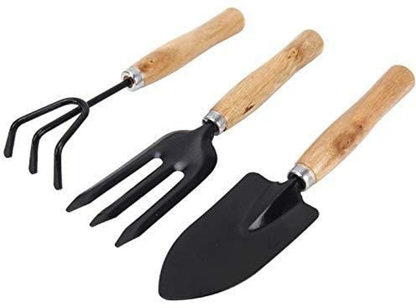 Mittilyst Garden Tool Set Big Trowel, Hand Fork, Hand Rake & Pruner/Cutter for Gardening Garden Tool Kit(3 Tools)