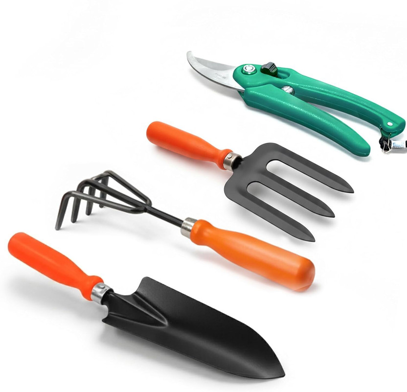 Nesture Garden Tool Kit 4 Pcs with Trowel, Cultivator, Fork & Pruner Cutter (Multicolor) Garden Tool Kit(4 Tools)