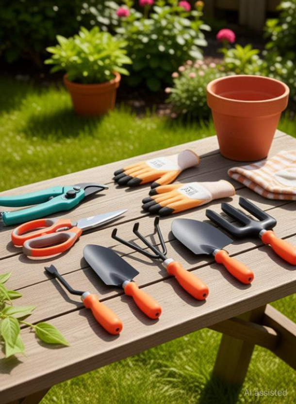 Green India Garden Tool Set Includes, Shovel, Trowel, Fork , Weeder , Cultivator & Pruner, Scissor Gloves Garden Tool Kit (8 Tools) Garden Tool Kit(8 Tools)