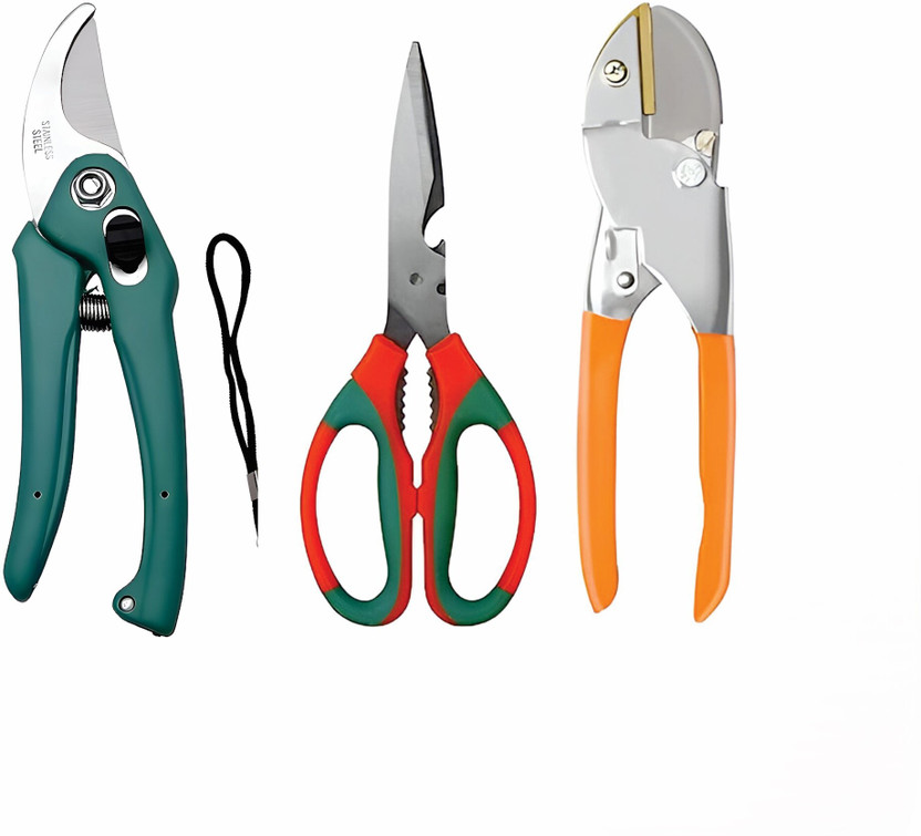 GROWTOP Heavy Duty Garden Pruner, Multipurpose Scissor & Anvil Cutter for Gardening Garden Tool Kit(3 Tools)