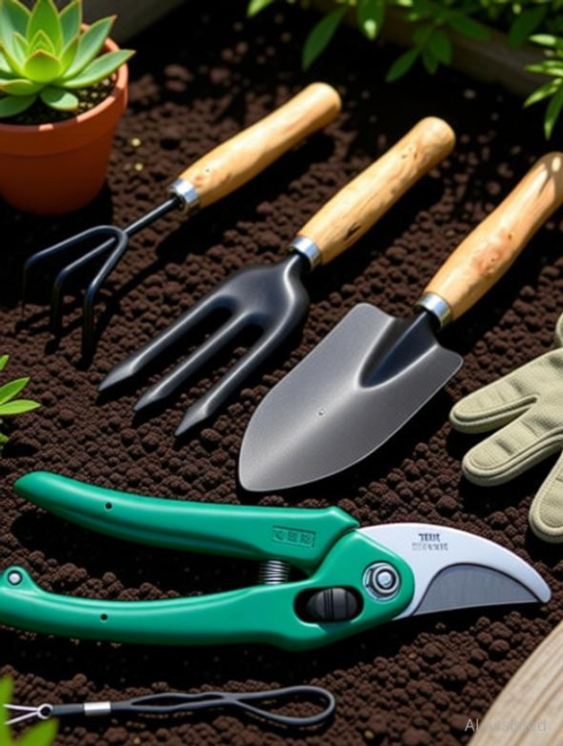 Ravel Garden Tool Set Big Trowel, Hand Fork, Hand Rake & Pruner/Cutter for Gardening Garden Tool Kit(4 Tools)