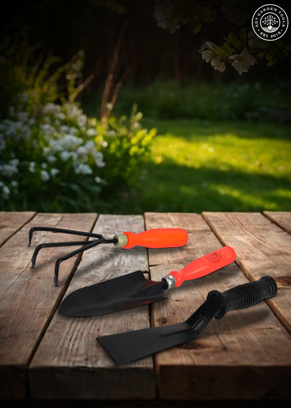 AGT Khurpi, Big Trowel and Cultivator Garden Tool Kit(3 Tools)