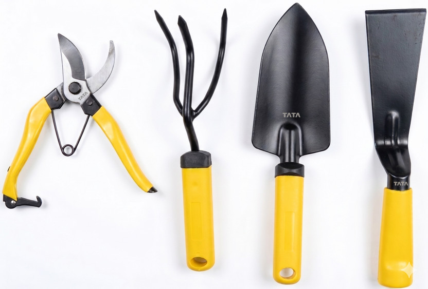 TATA AGRICO Garden Tool Set Big Trowel, Hand Fork, Hand Rake & Pruner/Cutter for Gardening Garden Tool Kit(4 Tools)