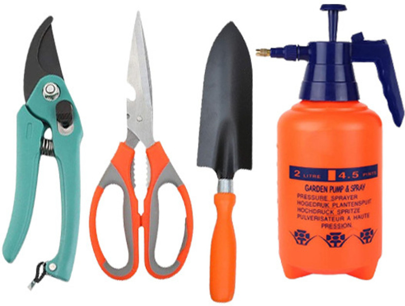 GREEN TOUCH Gardening Trowel, Scissor and Hedge Cutter,Gardening Spray Garden Tool Kit(4 Tools)