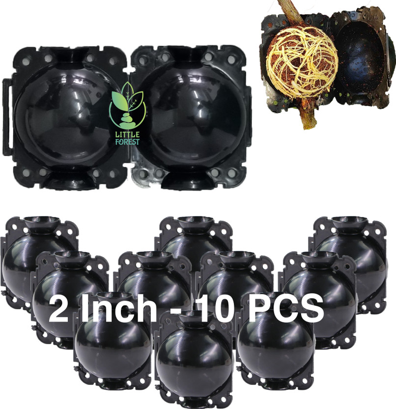 LittleForest 2 Inch Plastic Rooting Ball 10 PC Black Garden Tool Kit(10 Tools)