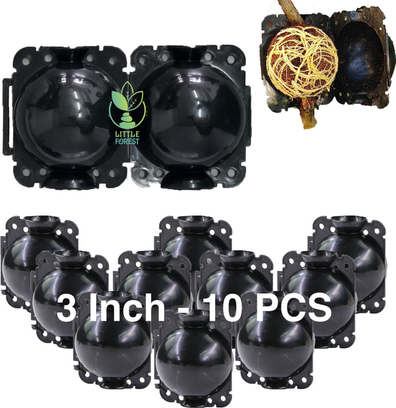 LittleForest 3 Inch Plastic Rooting Ball 10 PC Black Garden Tool Kit(10 Tools)