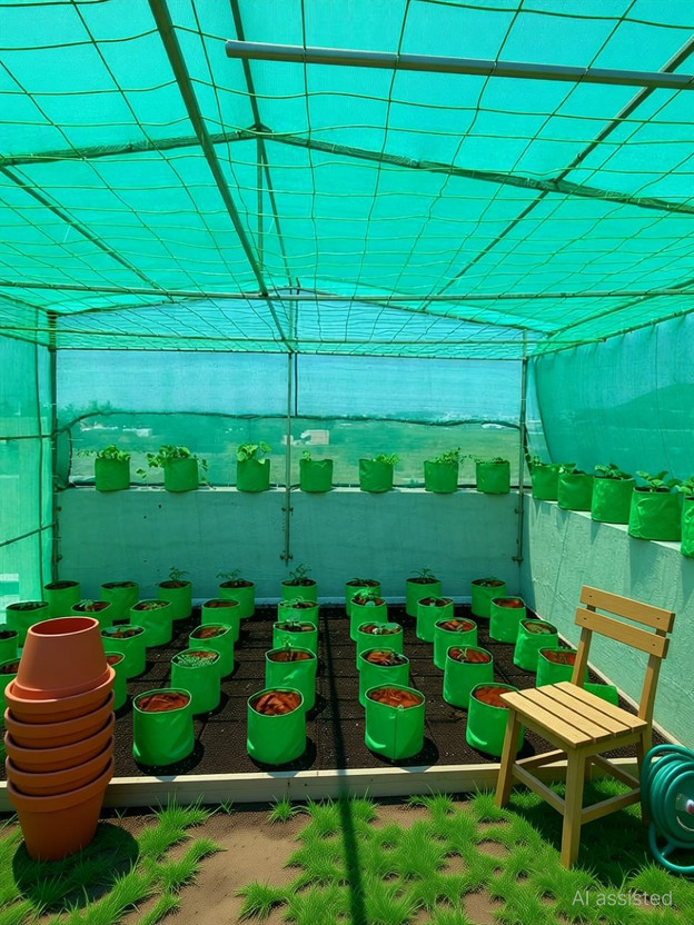 YUVAGREEN Evergreen ! Agro Shade Net ! 75% Shade ! Greenhouse UV Stabilized Net ! (3m x 15m) Garden Tool Kit(1 Tools)