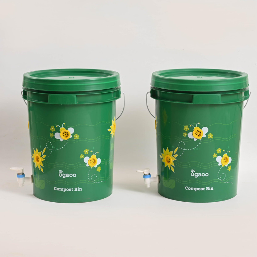 UGAOO Home Compost Bin to Convert Kitchen Waste Into Fertilizer, 20 Litre (Set of 2) Garden Tool Kit(2 Tools)