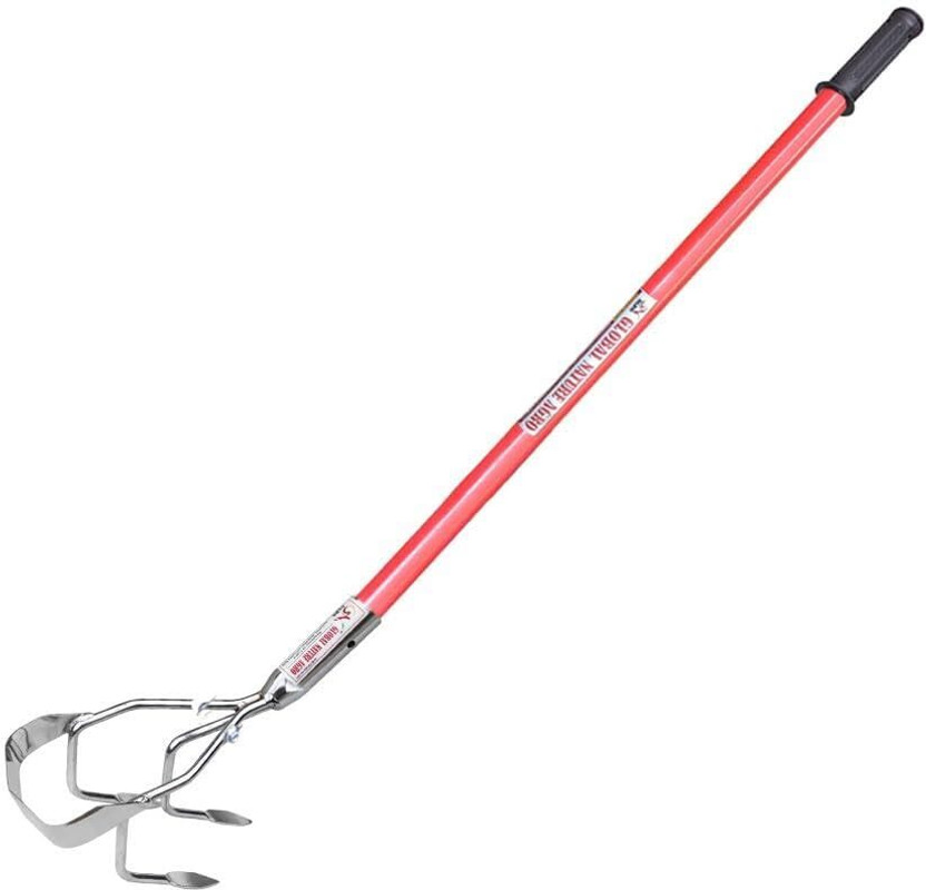 Global Nature Agro Heavy Duty 3 Tine Steel Hand Cultivator & 2FT-Handle Gardening Tools for Weeding Garden Tool Kit(2 Tools)