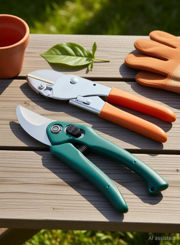 GROWTOP Flemingo Orange Garden Shears, Garden Pruner, Gardening Cut Tools + Garden Scissor, Garden Shears Pruners Scissor, Cutter Anvil Pruner (Manual) Garden Tool Kit(2 Tools)