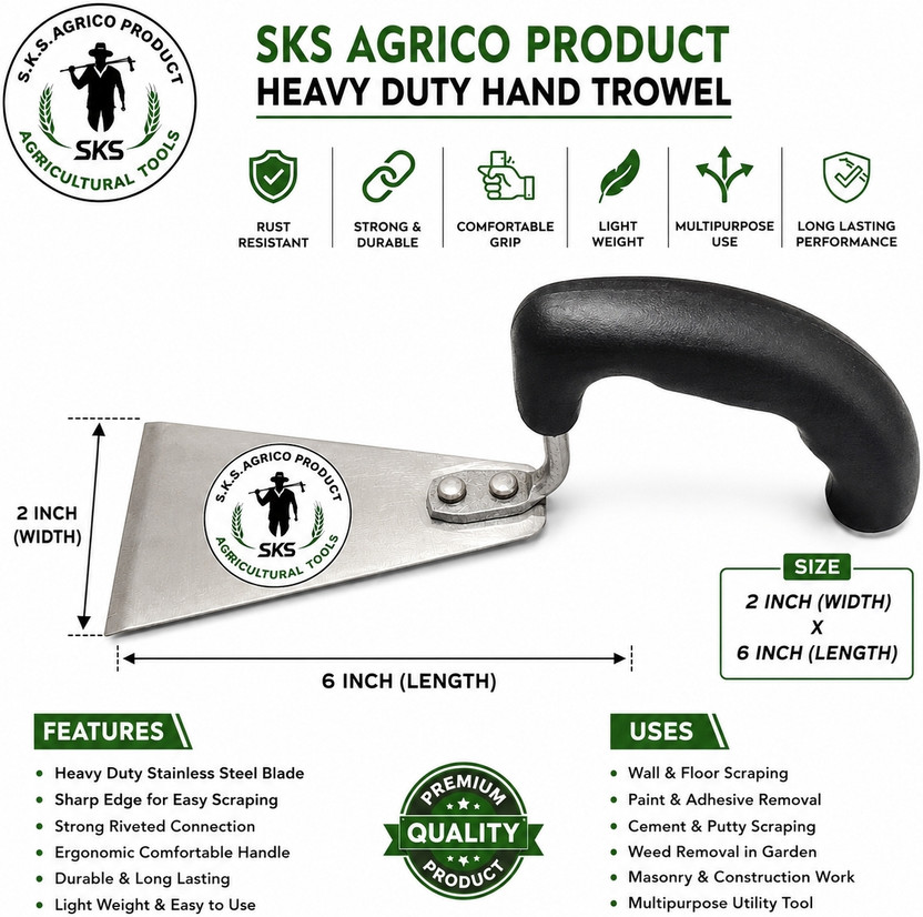 SKS AGRICO PRODUCT 202 GRADE STEELNESS STEEL KHURPI Garden Tool Kit(1 Tools)