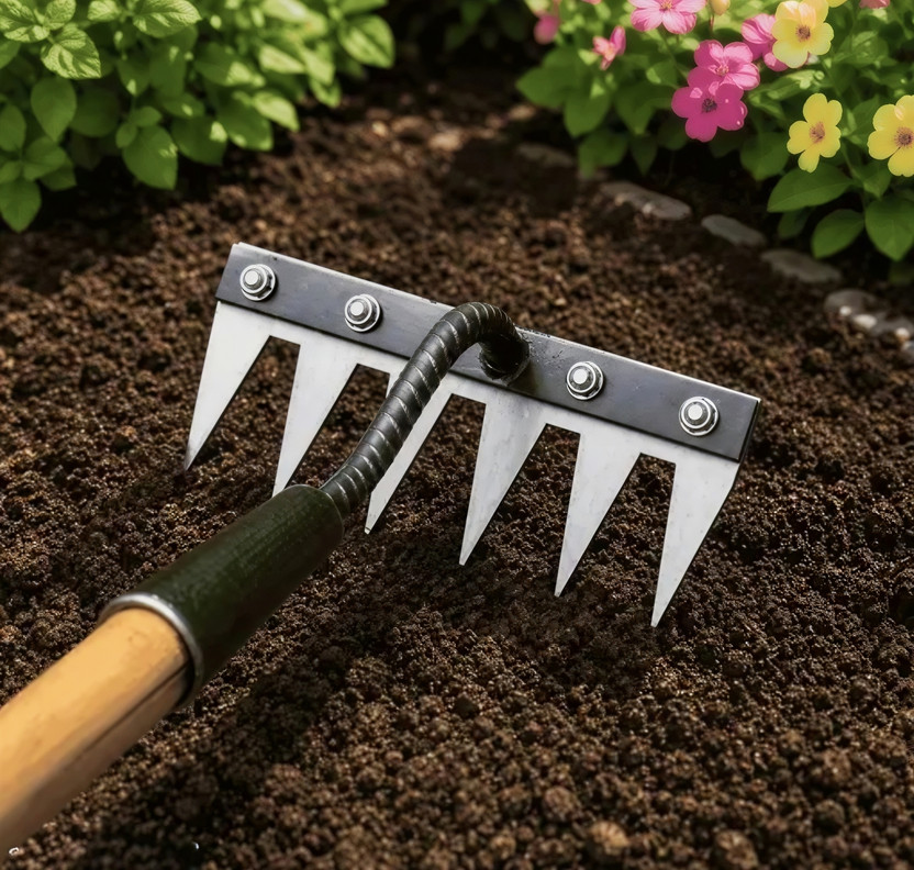 ABUZA JK 6 teeth rake High Carbon Steel Garden Tool Kit(1 Tools)