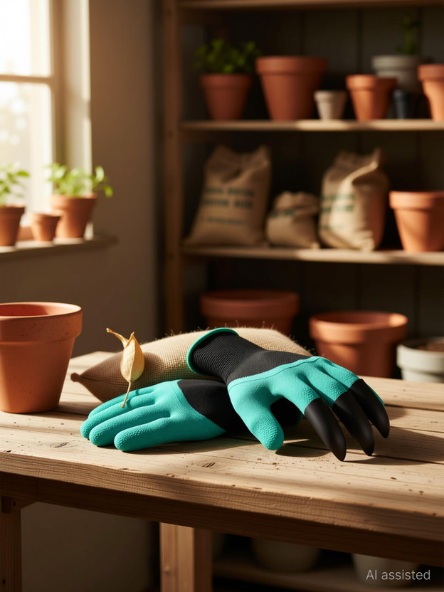 CINAGRO Heavy Duty Garden Farming Claw Gloves, Washable with Right Hand Fingertips Gardening Shoulder Glove