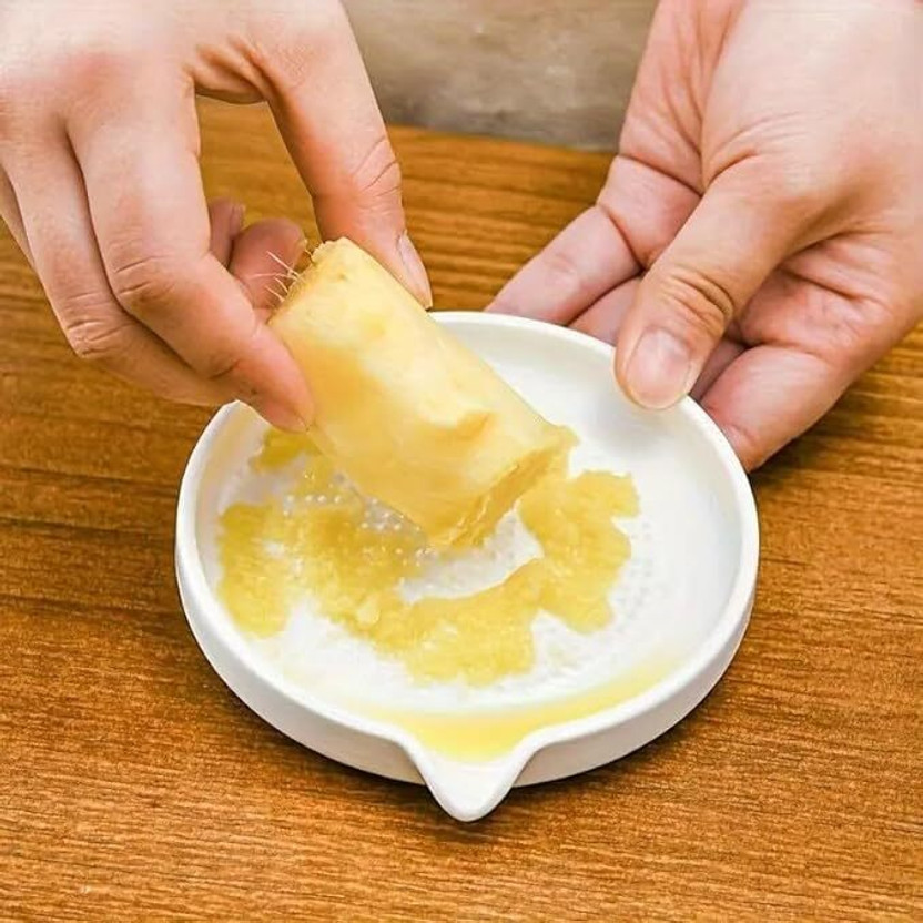 Shreeyogi Garlic Ginger Grinder Plate with Filter & Pour Spout Manual Mini Grater Dish Kitchen Tool Set(White, Crusher)