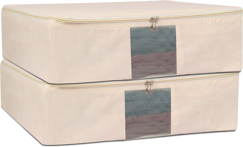 supply streets cotton cover Storage Box/Covers/Bags With Zip Wardrobe Organizer /Big Lehenga/Dresses 2(Beige)