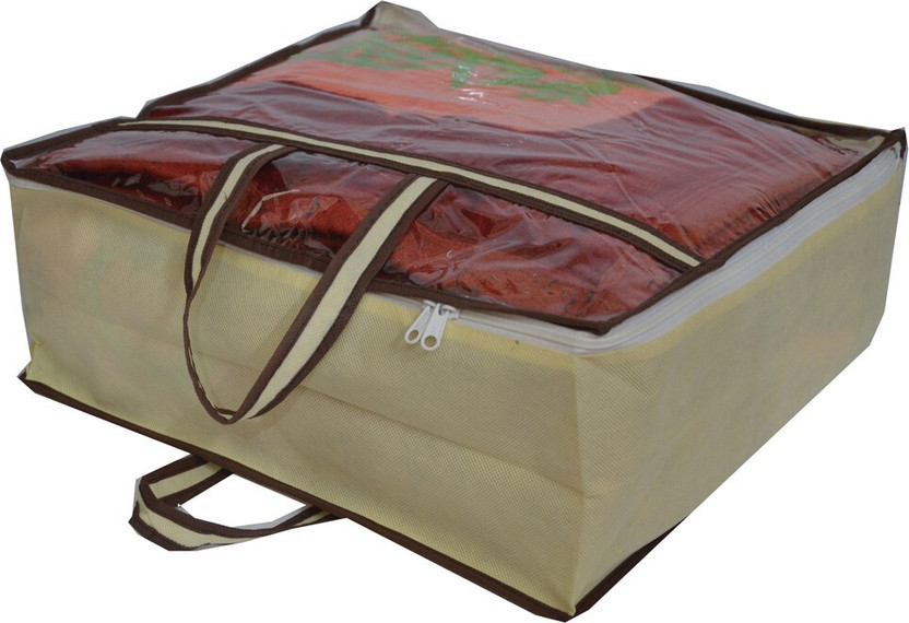 Ankit International Blanket Cover Designer Underbed Front Trasparent Storage Organizer Blanket Cover Bag AI2001C(Beige)