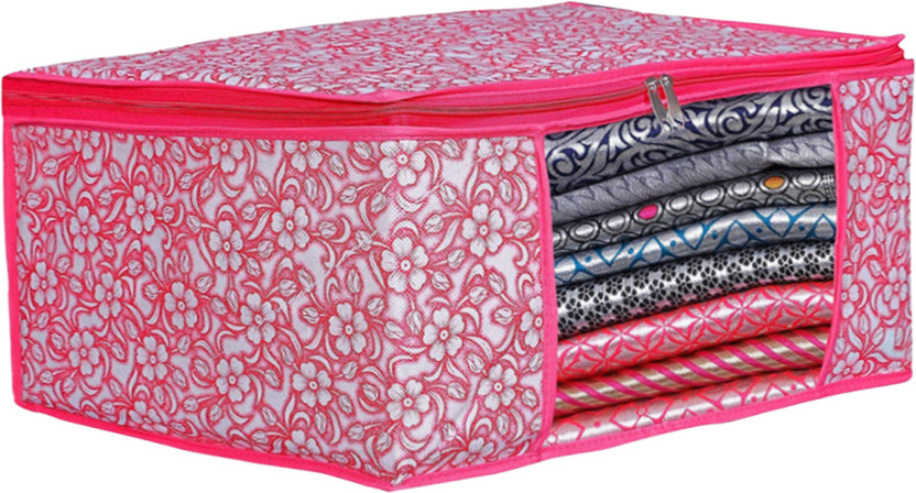 Ankit International High Quality Large Saree Cover With Double Zipper | Wardrobe Bag | Saree Cover Closet Organizer / Saree Bags For Wardrobe Organizer Clothes Premium Clothes Cover (Wedding Collection Gift) Garment Cover Pack of 01 F7773_SC_Large_82463936(Pink)