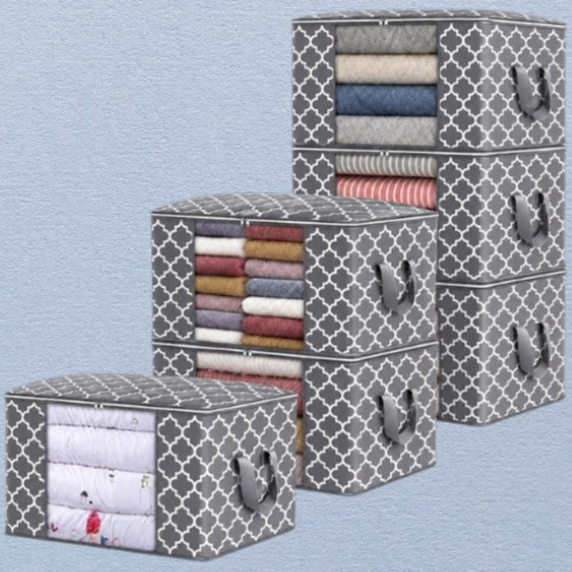 STORAZE MULTI PURPOSE STORAGE USE Nestique Premium Storage Organizer Box (Pack of 6) cloth cover pack of 6(Gray)
