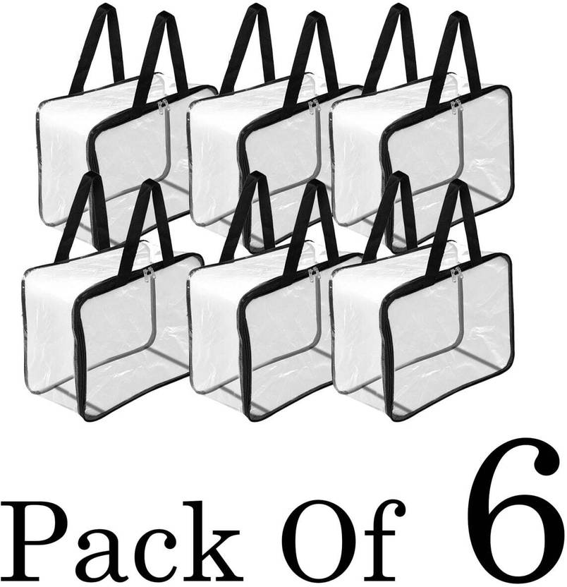 Pristu saree cover bag 6 pcs Transparent Multipurpose Storage Bag for Wardrobe Transparent Saree