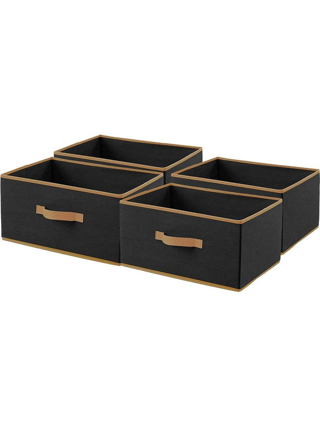 RAXSH Large Foldable Drawer Storage Box for Clothes Drawer & Shelf Organizer Box for Home, Bedroom & Closet, Pack of 4 Drawer-Black(Black)