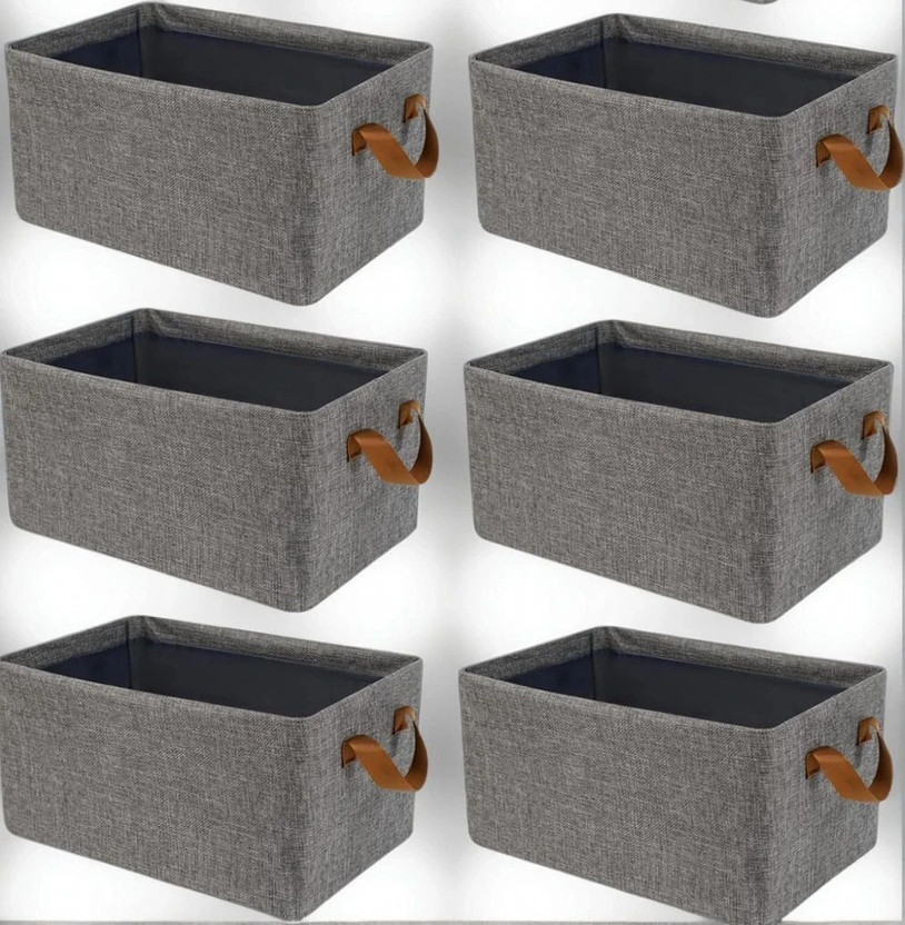 VENDIFY PACK OF 6 Cloth Organizer For Wardrobe Storage Bag Box Closet Drawer Organizers for Clothes Clothes Storage Box for Wardrobe Cloth, Saree, Towel, Blanket(Grey)