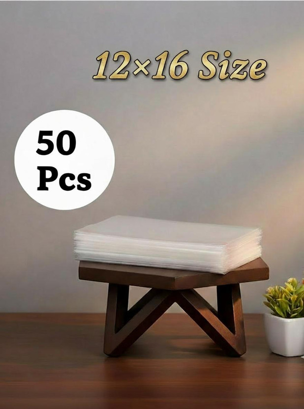 mastBus 12x16 (50 Pcs) Reusable Bags for Clothes Packing Cover Bags for Heavy Sarees/Tshirts/Shararas/Heavy Dresses transparent Packing Cover/Bags For Clothes(Transparent)