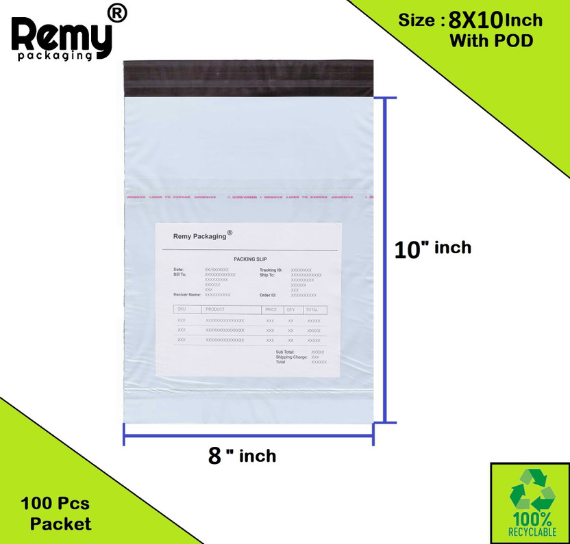 REMY PACKAGING 8X10 Inch Tamper Proof Courier Bags With POD Cover Security Bag Mailing Security Bag(8 x 10 Pack of 100)