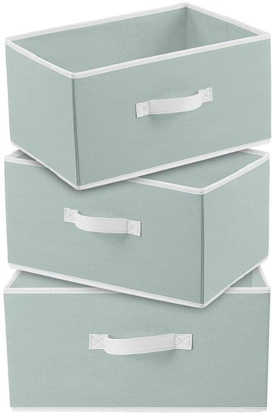 uhi Multipurpose Rectangular Drawer Storage Organizer Foldable Box with Side Handle, Replacement Drawer Storage For Toys & Clothes Organizer (3 Pcs)(Grey)