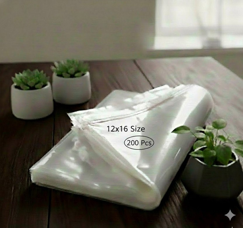 mastBus mastBus 12x16 (200Pcs) Reusable Bags for Clothes Packing Bags for Tshirts/Sarees/Shararas/Lehnga/Heavy Dresses transparent Packing Bags/Cover For Clothes(Transparent) - Flipkart Deal