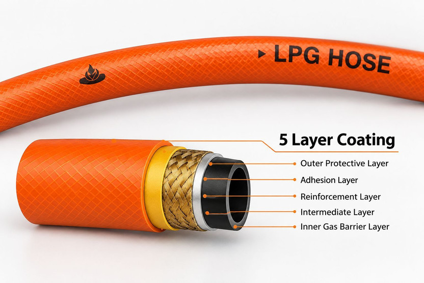 Firop N 1 Heavy duty 3 layer gas pipe 1.5 mtr with hose clamp Multilayer gas pipe Hose Pipe(1.5 m)