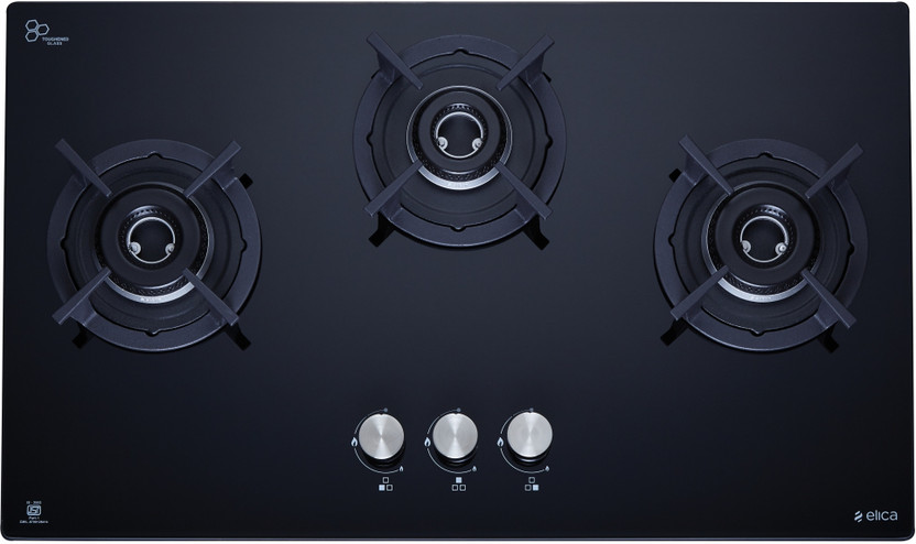 Elica RG FLEXI HCT 375 DX LOTUS BK Glass Automatic Hob(3 Burners)