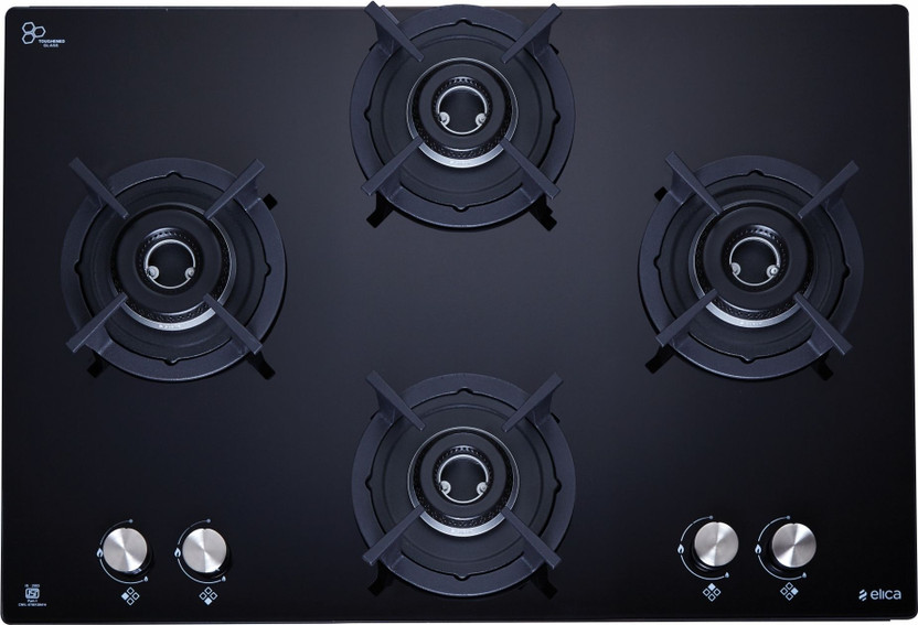 Elica RG FLEXI HCT 460 DX LOTUS BK Glass Automatic Hob(4 Burners)