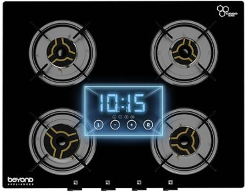 Beyond Beyond Appliances Auriga 4B Brass Smart Cooktop, Digital Timer, FFD & Auto Ignition Burners Glass Automatic Hob(4 Burners) - Flipkart Deal
