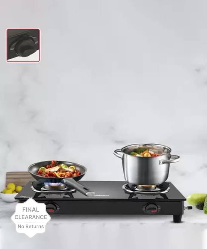 MAHARAJA WHITELINE Belenus Neo 2B Glass Manual Gas Stove Price in India