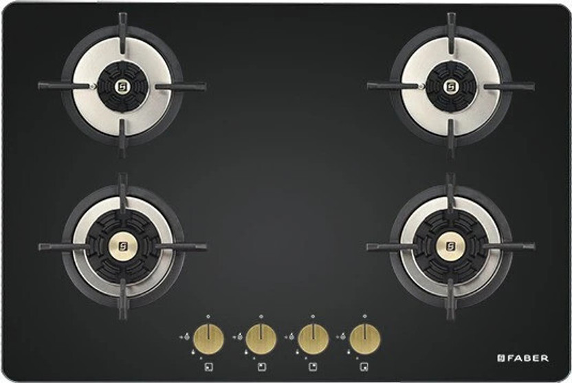 FABER Hob Maxus HT784 CRS BR CI AI Glass Automatic Hob(4 Burners)