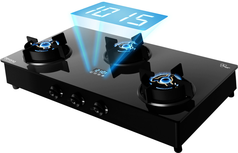 Beyond Appliances Auriga 3 Burner Smart Cooktop Glass Automatic Hob(3 Burners)