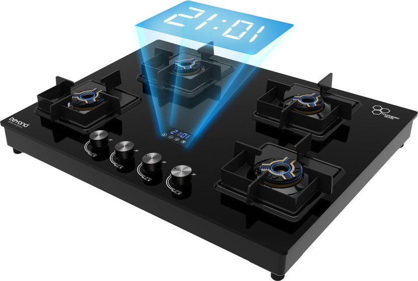 Beyond Appliances Solaria Premium 4 Burner Smart Cooktop Digital Timer FFD Glass Automatic Hob(4 Burners)