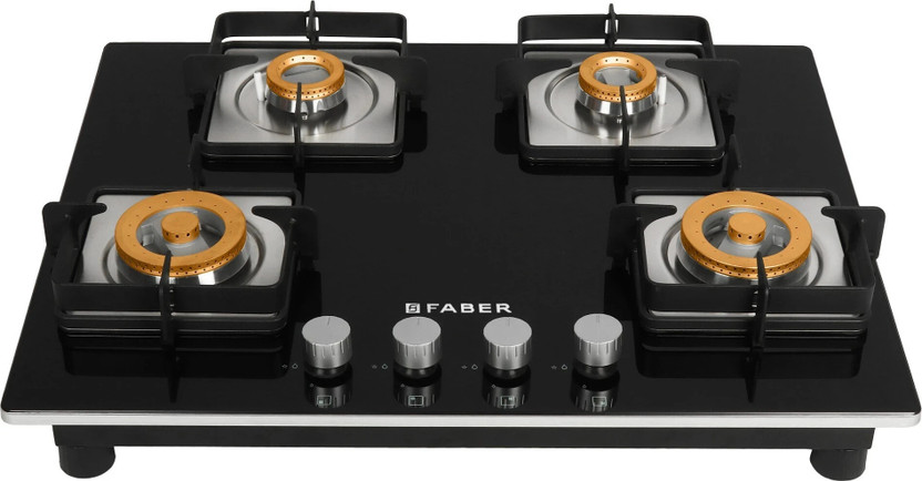 FABER Hobtop HTG 654 CRS BR CI Glass Automatic Hob(4 Burners)