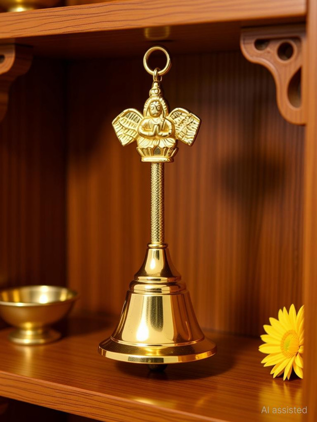 AROHA Studio Mandir , Garuda Ghanti (40 Gram Height 4.5 inch) Gold Plated Pooja Bell(Gold, Pack of 1)