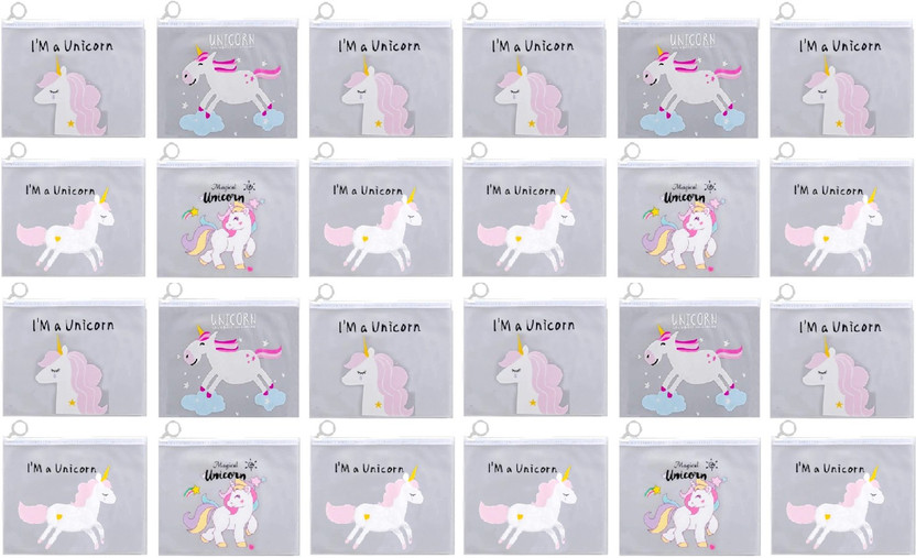 Pvention Multipurpose Unicorn Design Stationery Pouch Perfect Return Gift For Kids Girls Unicorn Art Polyester Pencil Boxes(Set of 24, Multicolor)