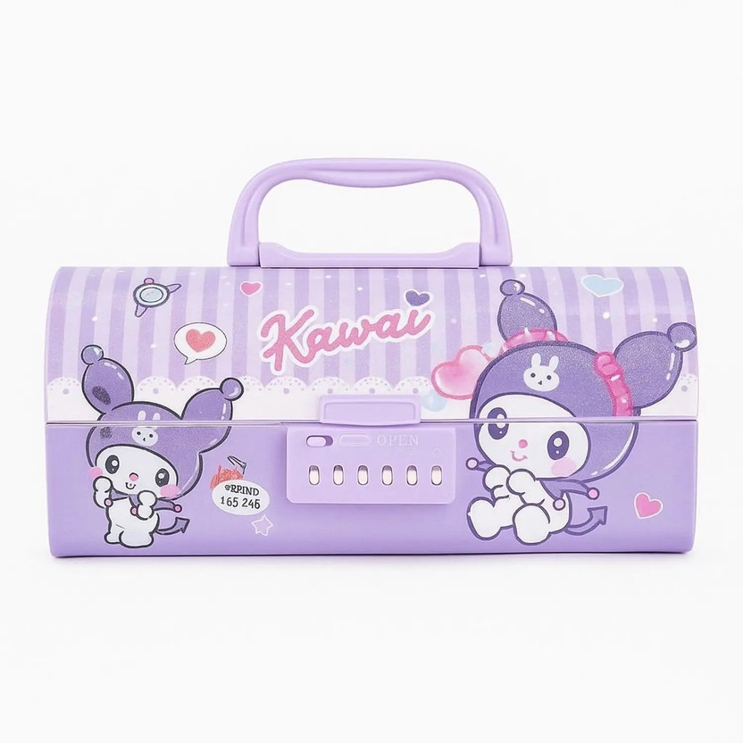 Shivom Password Lock Pencil Box Double-Layer w/ Mirror & Handle kids return gift items Geometry Box(Purple)